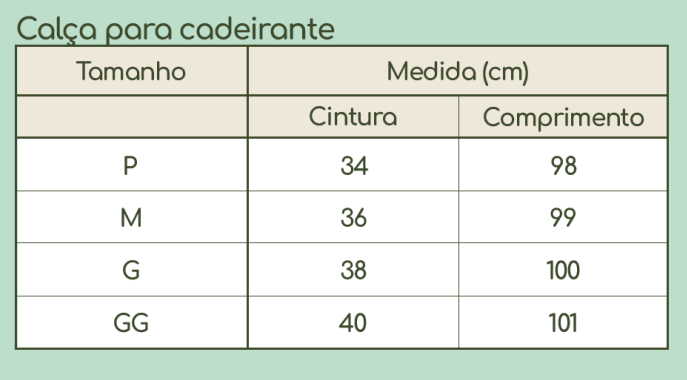 Calça para Cadeirante – Malha Favo