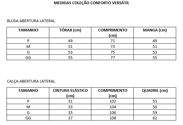 Conjunto com abertura lateral